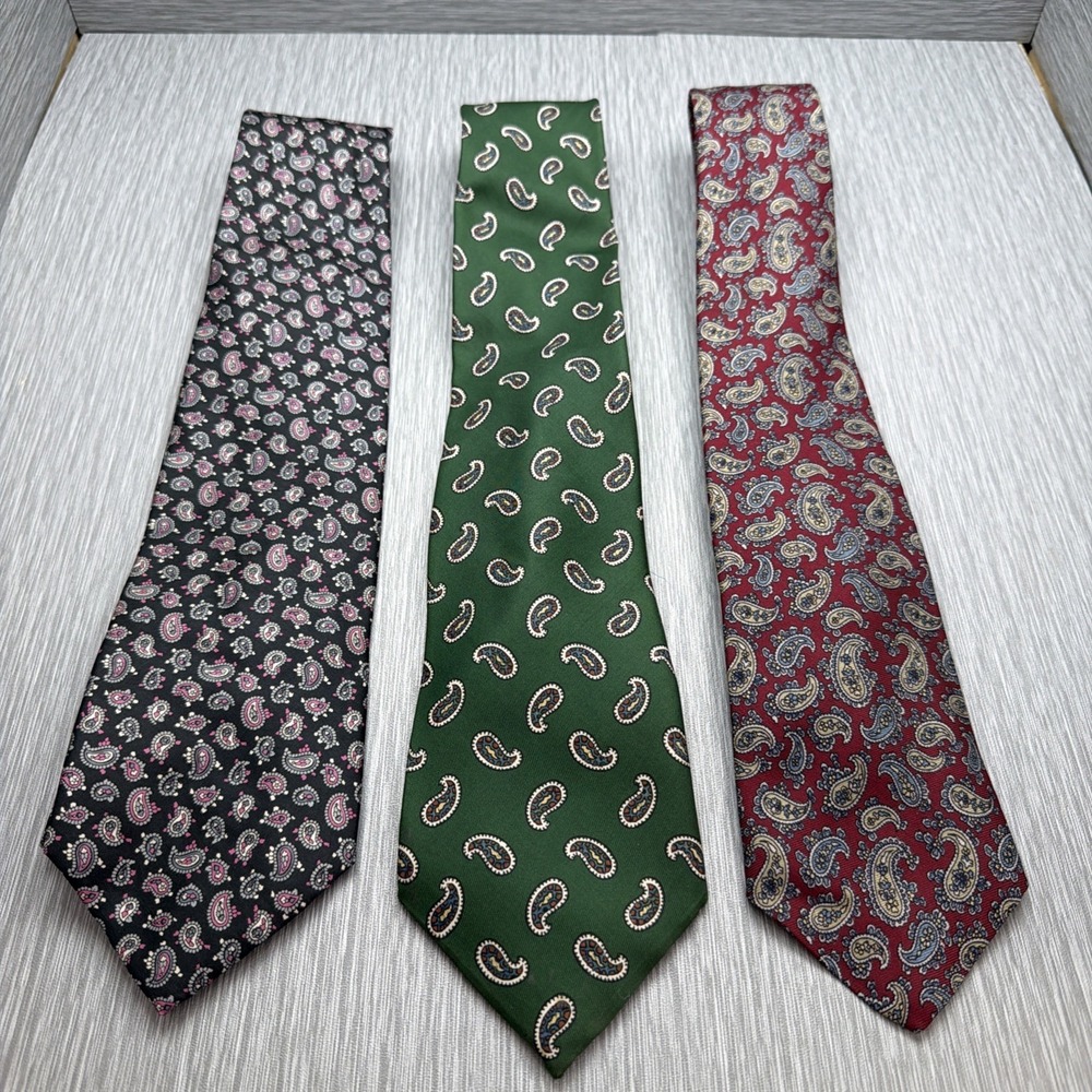 Vintage Silk Necktie Lot of 3 Paisley Marshall Field Made in Italy